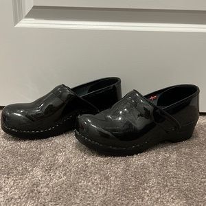 Sanita black patent leather clogs - professional business casual shoes